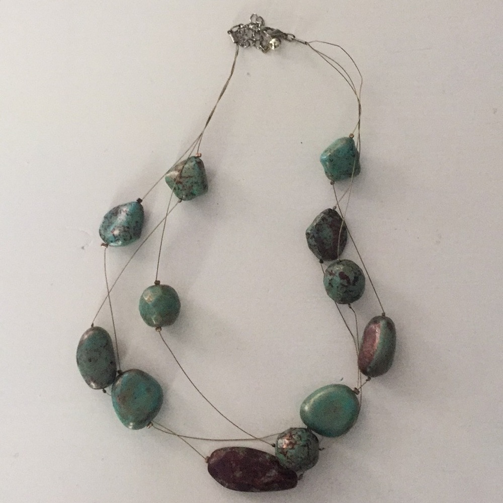 Turquoise and bronze colored stones necklace